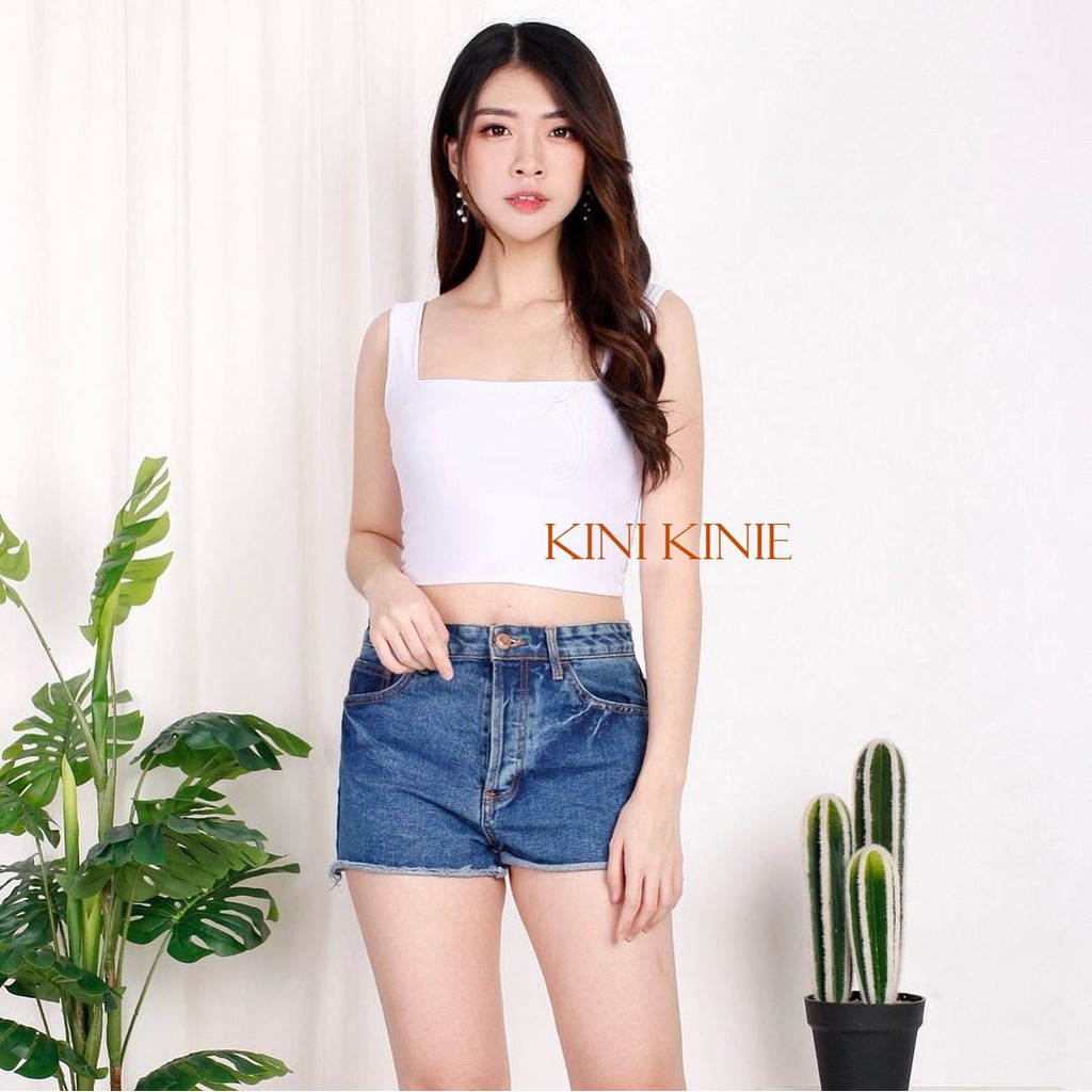 Tank top square polos wanita Tanktop korea Tangtop Crop top | Jenna Tanktop-White
