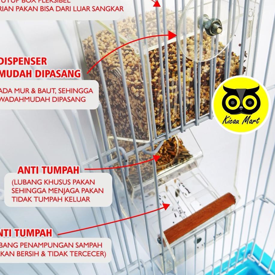 ♹SUCCESS✔️ - DISPENSER SOLITER WADAH PAKAN BURUNG LOVEBIRD AKRILIK PREMIUM SEMPATI TEMPAT MAKAN LOVE