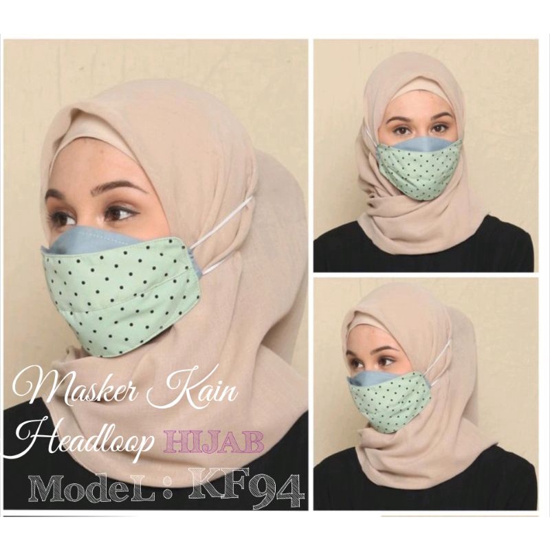 Masker kain polkadot / masker kain hijab / masker kain headloop / masker cantik / masker kekinian / 