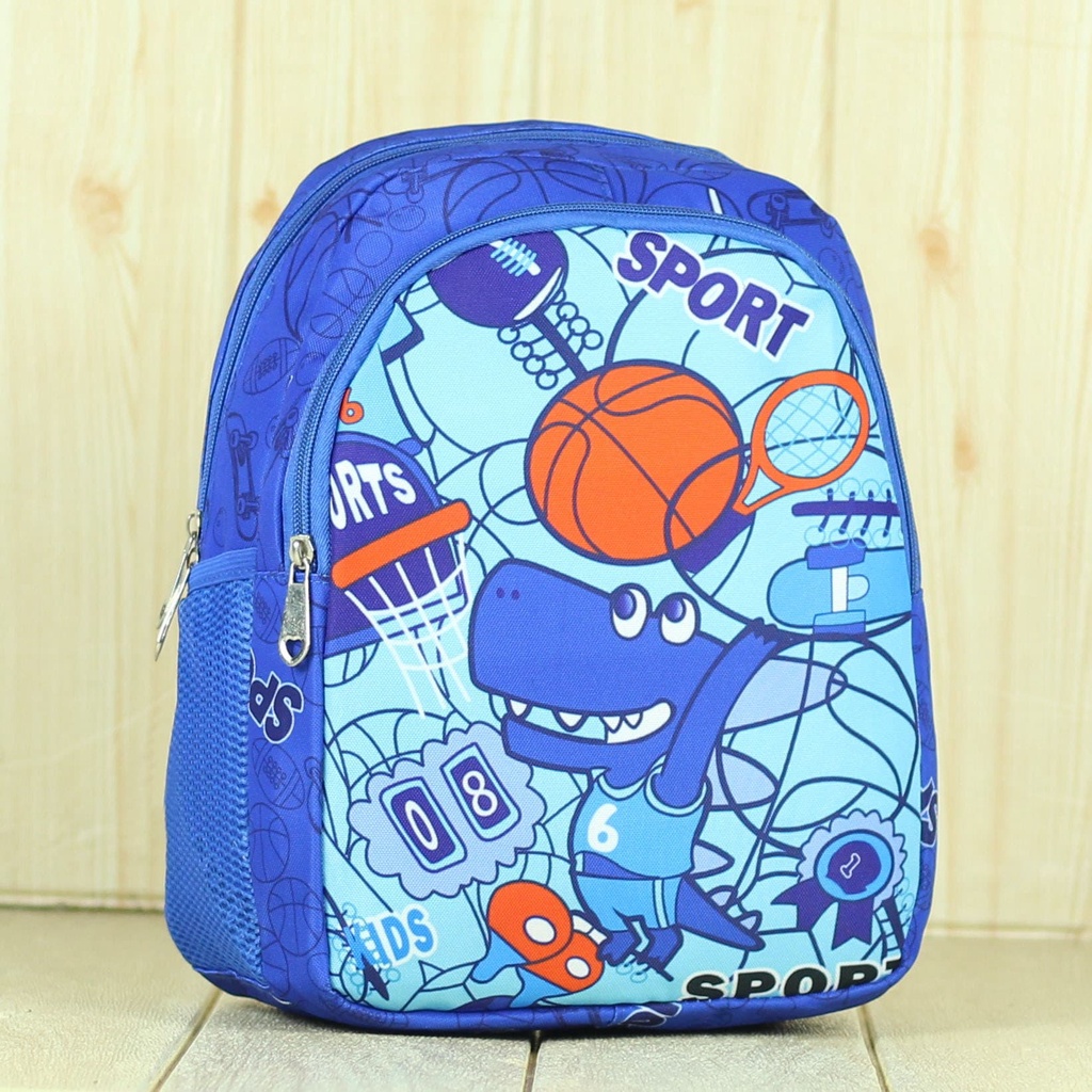 Tas Ransel Backpack Anak Perempuan Laki laki Import  Basket Biru Sekolah TK SD PAUD Kecil Mini Impor Karakter Kartun Embos