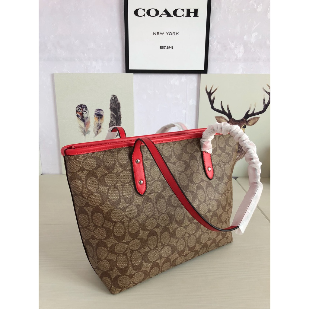 Coach 58292 Canvas leather tote bag for ladies with one shoulder bag  gwd