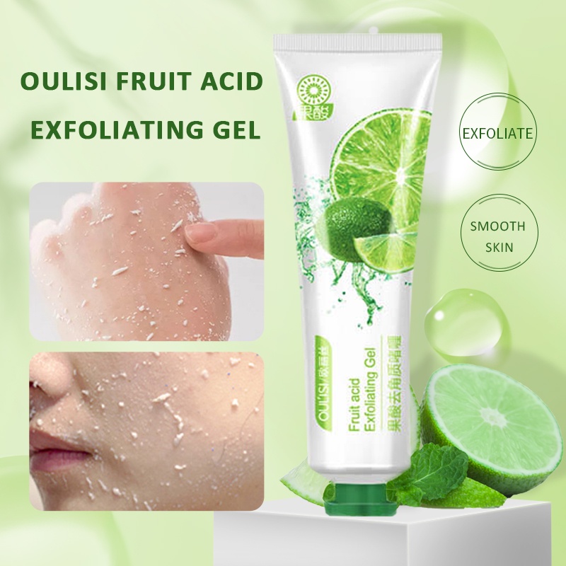 【READY STOCK】OULISI Fruit Acid Exfoliating Gel 30g Facial Glowing Blackhead Cleaner Body Exfoliating