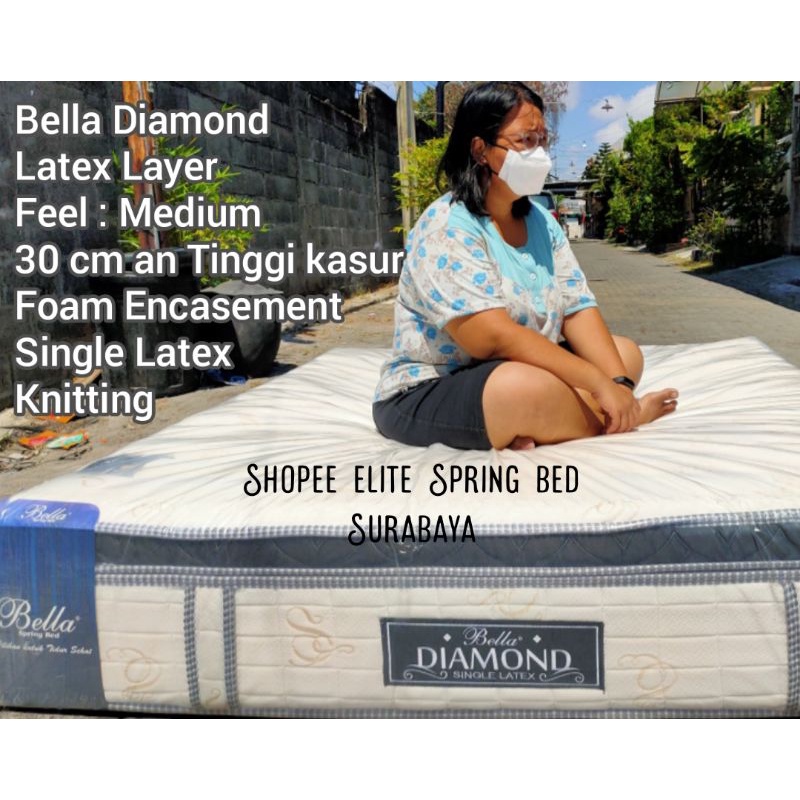 murah True Latex Bella diamond single latex kasur spring bed 160x200 support punggung foam encase