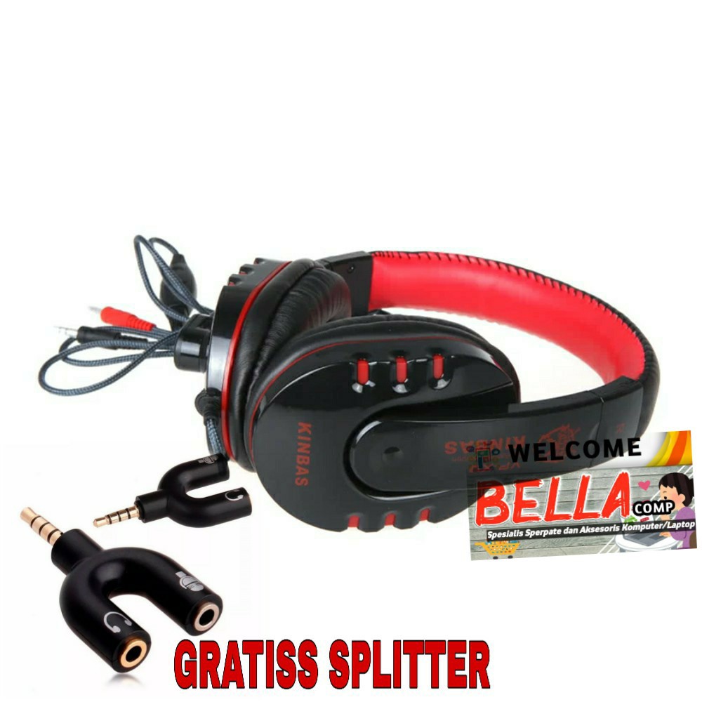 KINBAS HiFi Gaming Headset dengan/With Mic - VP-X9/Gaming Henset Microphone/Mikrofon Super Bass