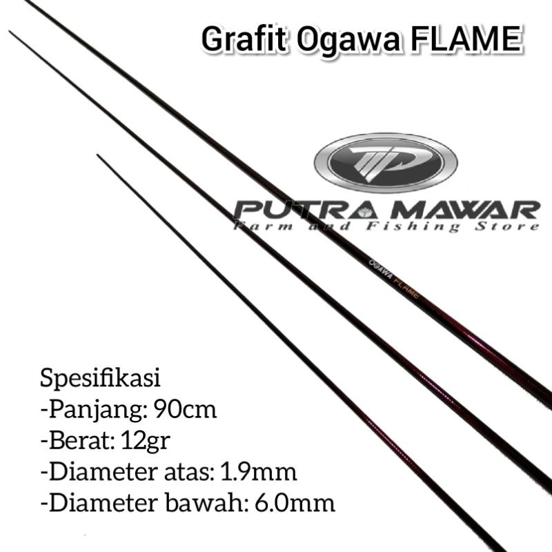 Ujung Graphite Ogawa Flame 90cm Ujung kolaman-Ujung joran kolam-cendani-blank ogawa