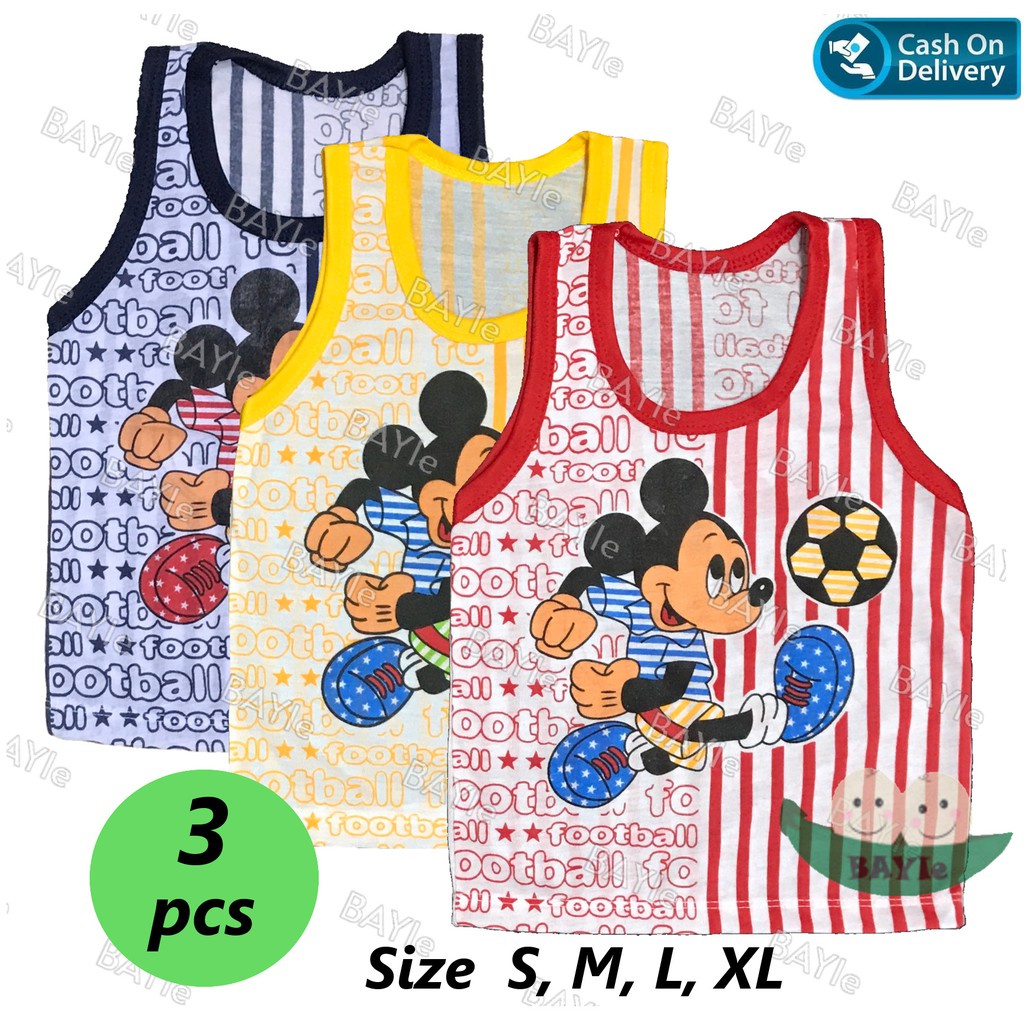 BAYIe -  3 PCS Kaos Singlet / Kutung Bayi/Anak Laki/Perempuan Motif MICKEY MF Size S, M, L, XL