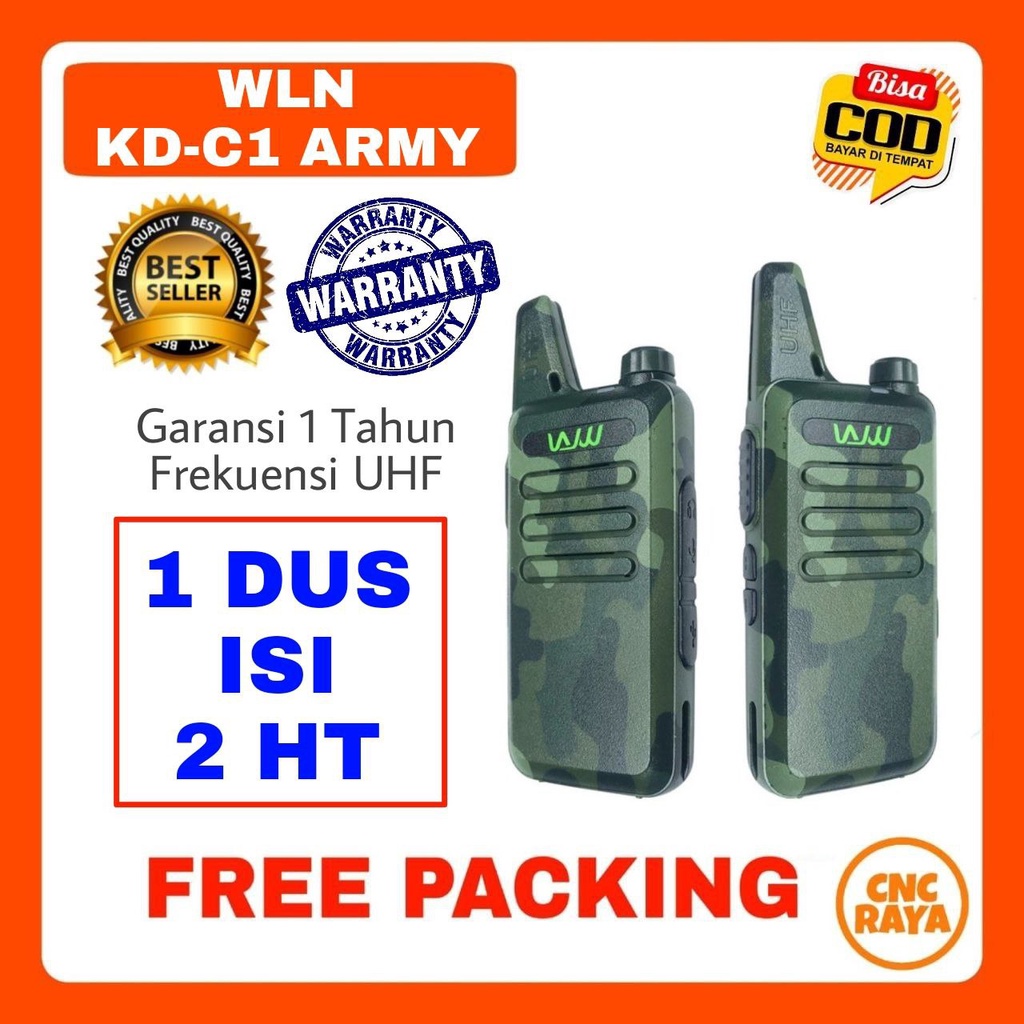 HT WLN KD C1 Loreng Army (isi 2HT) 5watt UHF single band FREE EARSET Garansi 1 Tahun Walkie talkie | WLAN KDC1 Jungle Army Tentara Two Way 400-470Mhz | WILAN KD-C1 handy talky radio