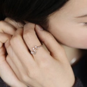 Cincin Korea Kreatif Perempuan Berlian Imitasi Musik Thread Cincin Pembukaan Adjustable