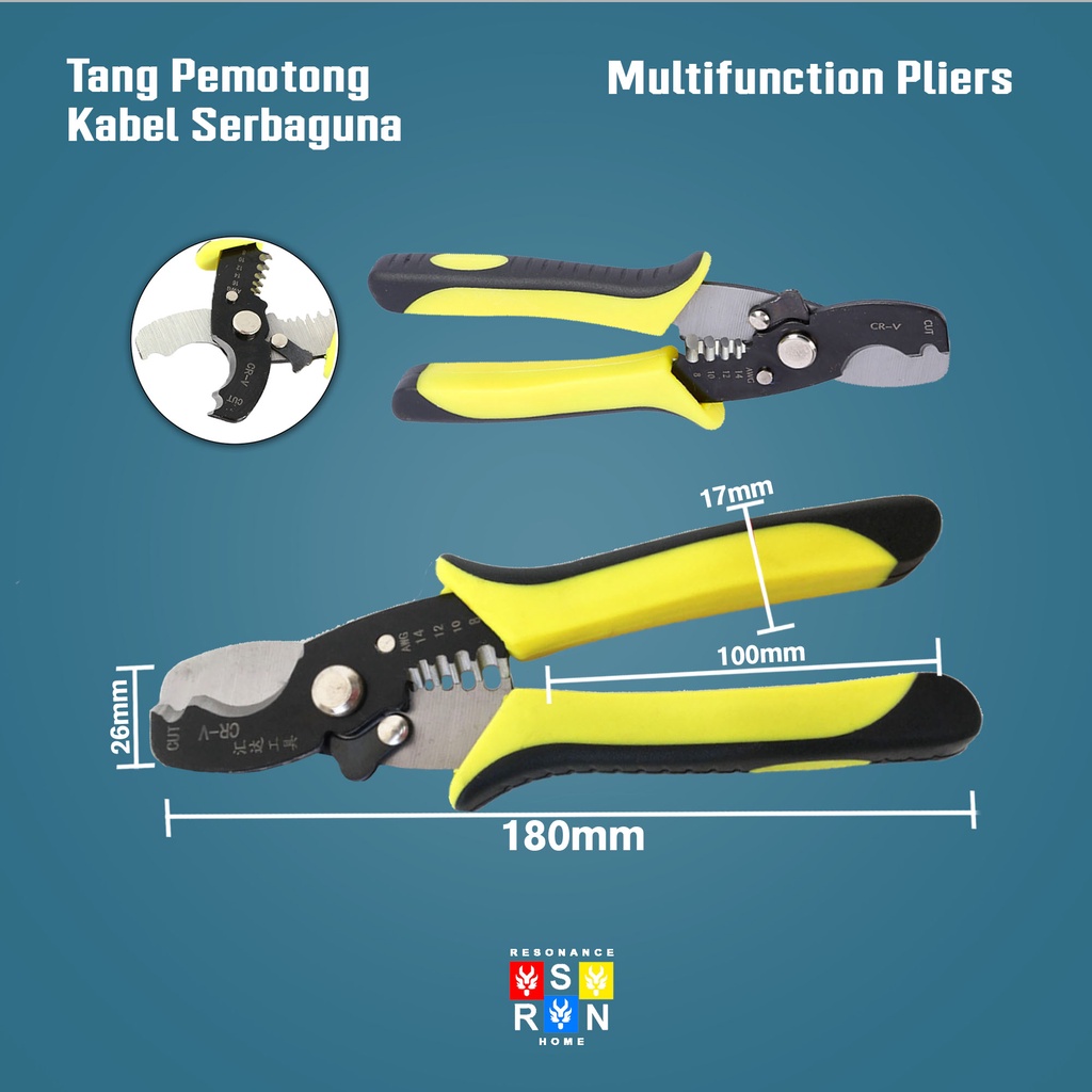 Tang Potong Kabel Alat Kupas Kabel Listrik Wire Cutter Pliers Resonance Home