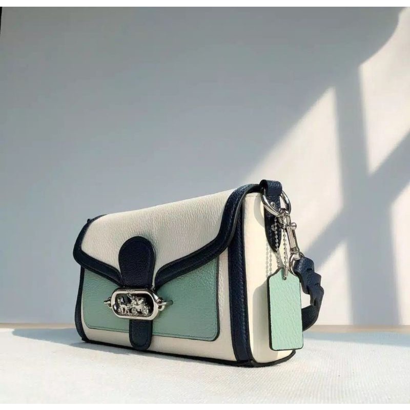 Coach Jade Shoulder Bag in Color block White Motif Green (2341)