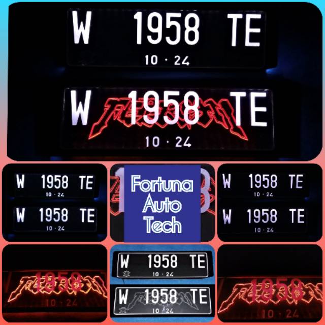 Plat nomor mobil, plat akrilik, plat nomor LED plat nomor lampu  plat nyala single background grafir