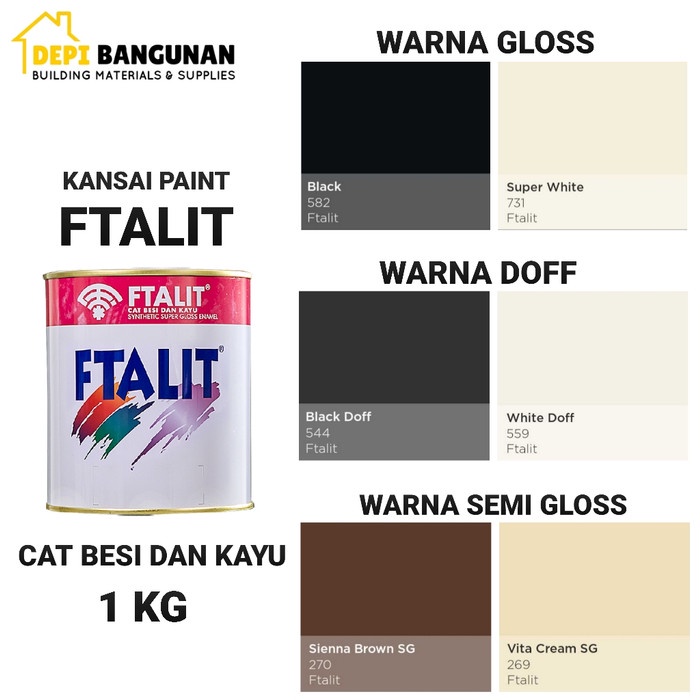 

kayucat- kansai ftalit 1 kg - gloss / semi gloss / doff - cat minyak kayu besi - gloss -cat kayu