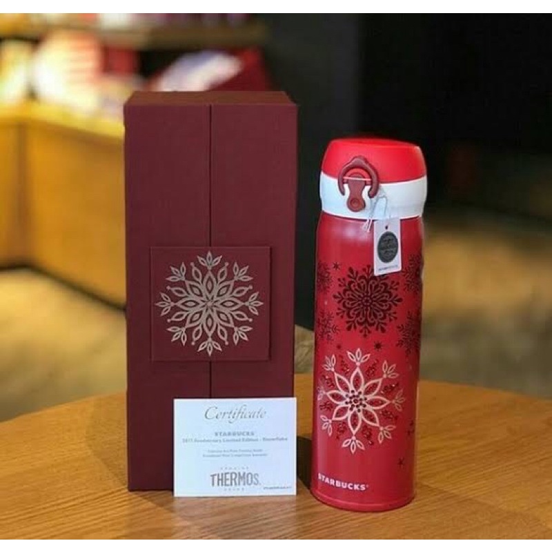 TUMBLER STARBUCKS x THERMOS CRYSTAL SWAROVSKI CHRISTMAS LIMITED EDITION RED BOTTLE CNY