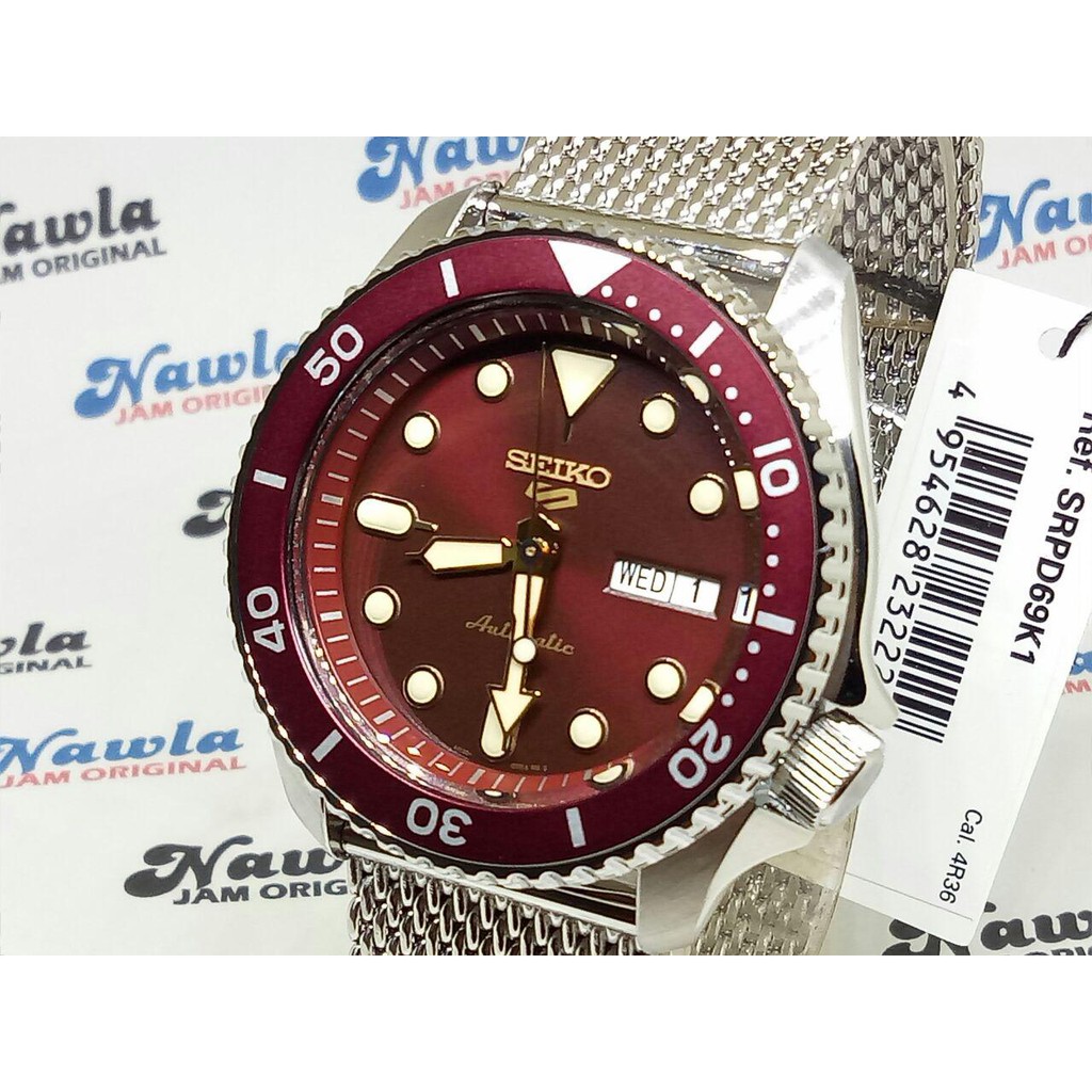 Seiko 5 Sports SRPD69K1 Automatic Maroon Dial - Jam Tangan Pria SRPD69