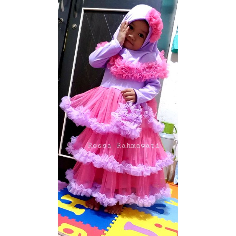 dress / gamis tutu anak petite muslim anak / gamis anak perempuan