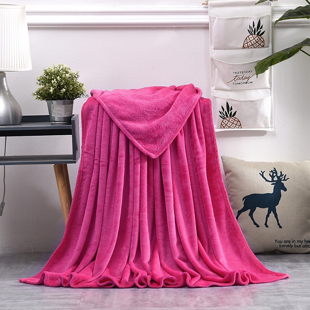 Selimut Bulu Halus Ukuran 160x200cm / Selimut Bulu Dewasa Tebal Super Lembut-pink fanta