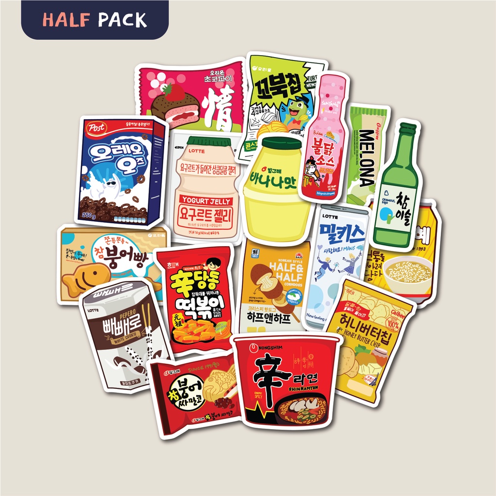 STICKER PACK KOREAN SNACK FOOD | STICKER TUMBLER | STIKER LAPTOP KOPER HELM