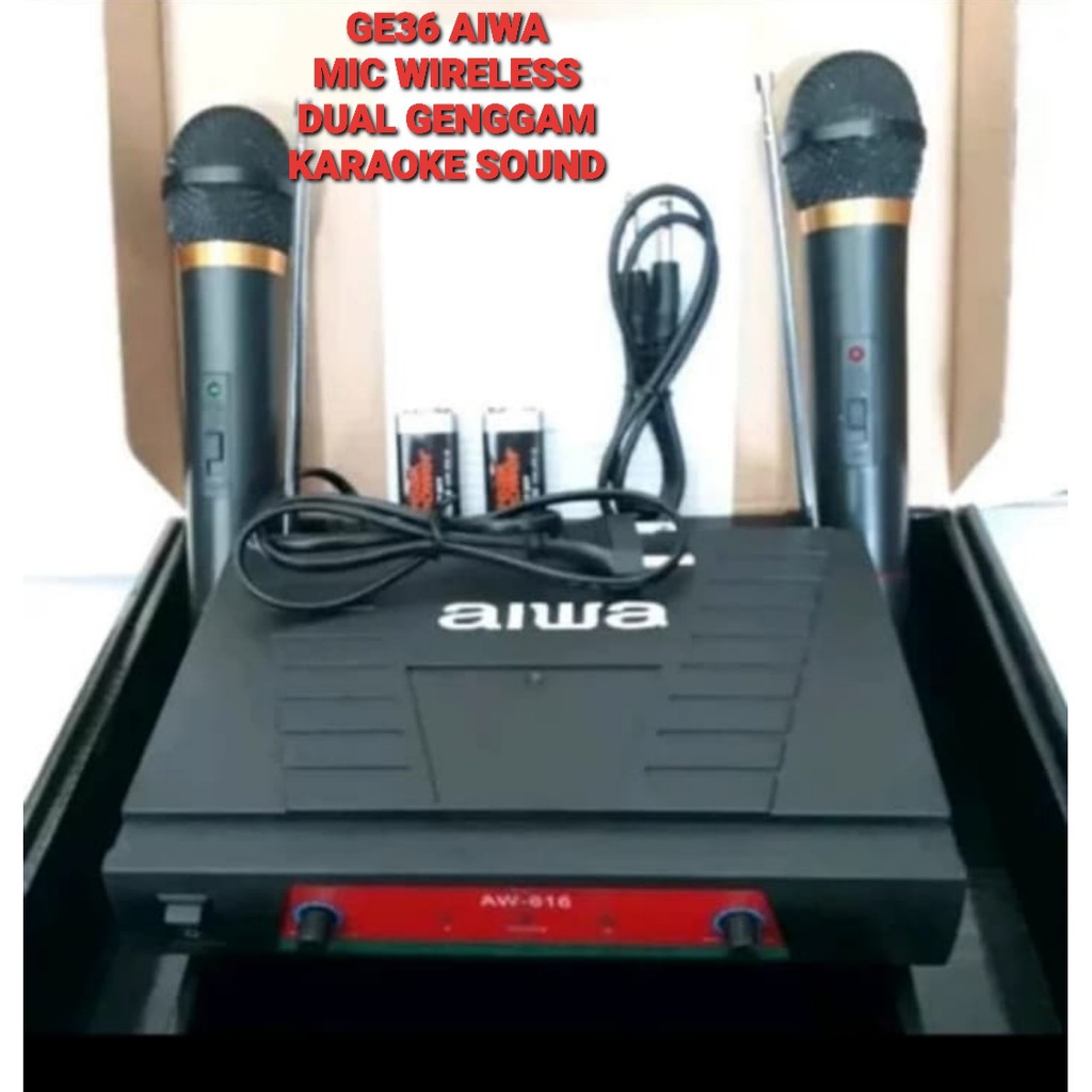 G36 Aiwa naiwa mic wireless system wireles sistem karaoke vokal vocal microphone mic mikrophone profesional pro sound audio panggung dj studio G36   1receiver +2 mic BISA DIGUNAKAN SEGALA JENIS AUDIO SOUN  Sepasang 2 unit mic handle pegang jarak 20 - 30 m