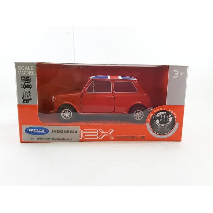 Mini Cooper 1300 Flag Red Skala 1:32 Welly Nex