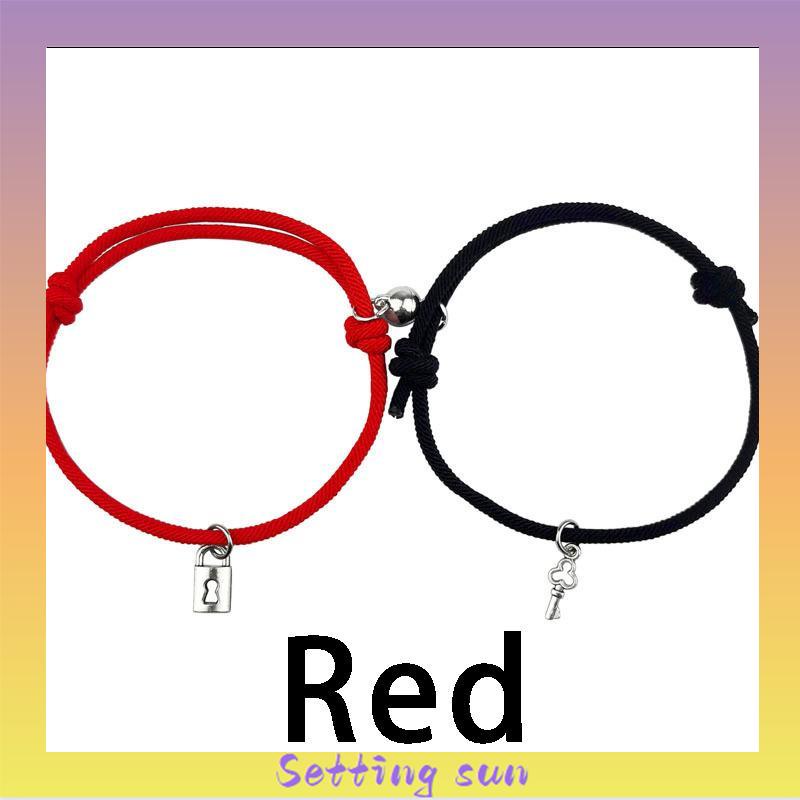 2 Pcs/set Baru Magnetik Beberapa Gelang Kunci Kunci Tali Tangan Pacar Dikepang Gelang Hari Valentine Hadiah TN