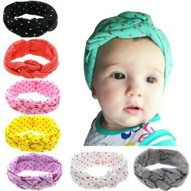 D31 Bandana anak / headband bayi / bandana simpul bahan kain polkadot