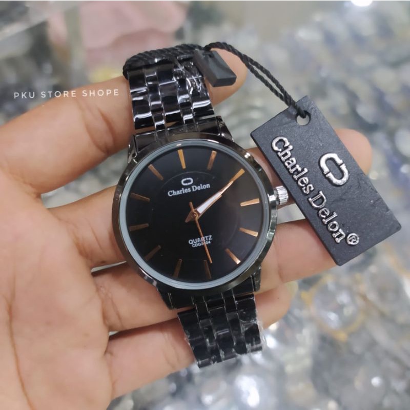 [COD] JAM TANGAN PRIA CHARLES DELON BLACK ORIGINAL WATER RESISITANT_JAM TANGAN PRIA RANTAI STAINLISS TAHAN AIR_JAM TANGAN PRIA MURAH BAYAR DI TEMPAT_JAM TANGAN PRIA ANALOG COD