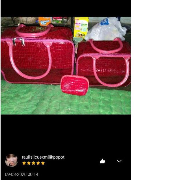 (Komplit ACCESSORIES) Paket tas koper BESAR selempang dan KECIL selempang fashion travelling Merah M