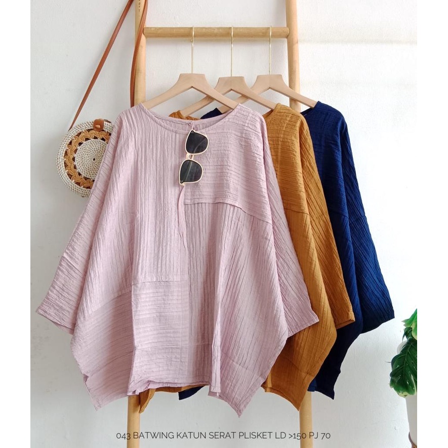 ATASAN BLOUSE WANITA KEKINIAN - BLOUSE OVERSIZE BATWING KATUN SERAT PLISKET