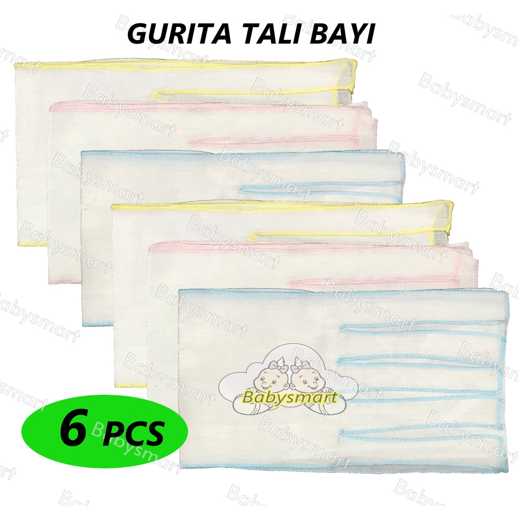 Babysmart - 6 Pcs Gurita/Grito Bayi / Anak Tali PUTIH Bahan Katun