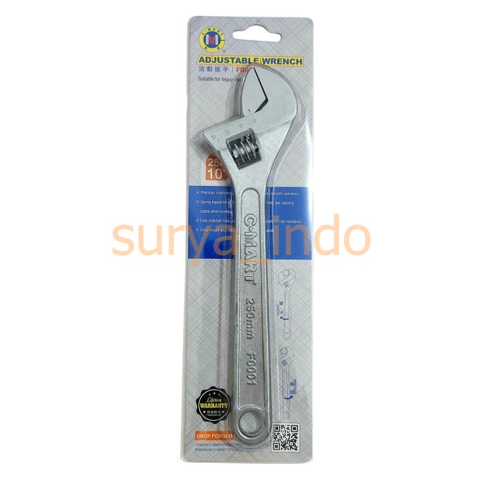 KUNCI INGGRIS 10&quot; C-MART F0001-10 ADJUSTABLE WRENCH CHROME