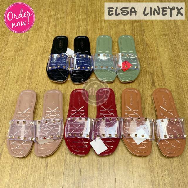 ELSA sandal studed transparan candy colour merk LineTX