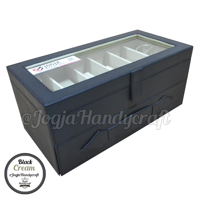 Kotak Tempat Kacamata Isi 12 / Glasses Box organizer  - Black Cream