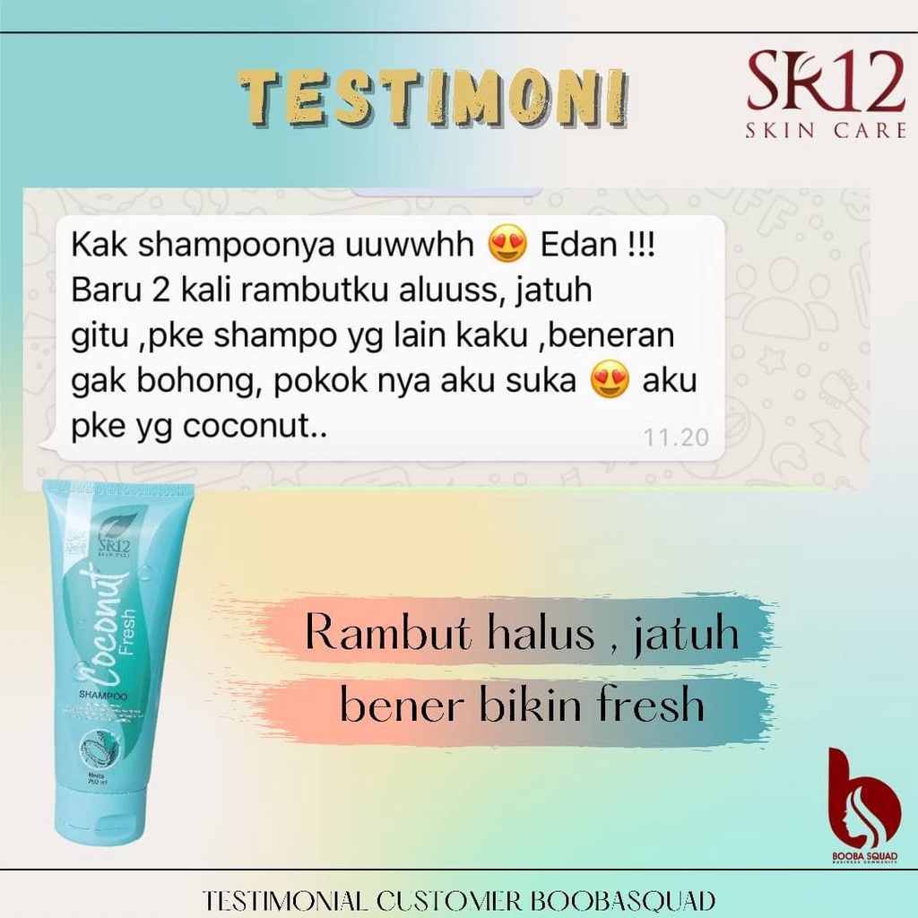 Coconut Fresh Shampoo SR12 Shampo Anti Ketombe Anti Bakterial Rambut Sehat Segar Hitam Berkilau