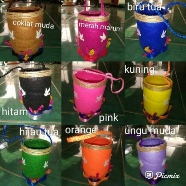 Prakarya Botol Aqua Bekas & Bahan flanel - Tempat pinsil