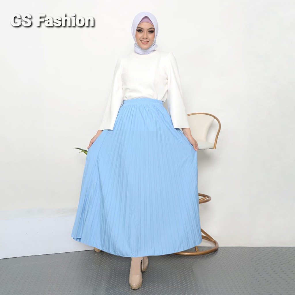 GS-Rok Plisket PREMIUM 256B/ Rok Plisket Panjang Muslim/Rok Plisket Bahan HYGET PREMIUM GRADE A