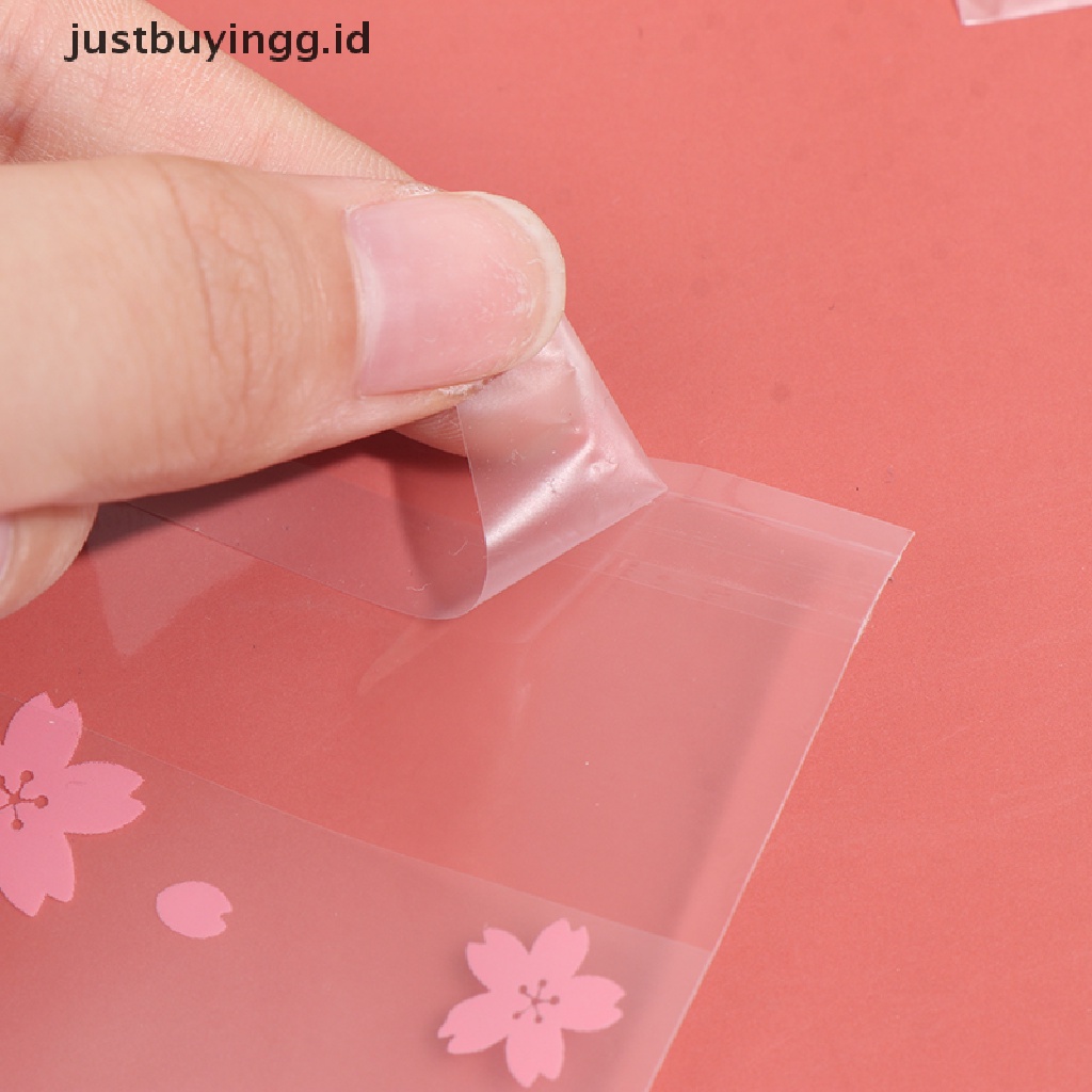 100 Pcs / Set Kantong Plastik Motif Dots Cherry Blossoms Untuk Hadiah Permen Cookies