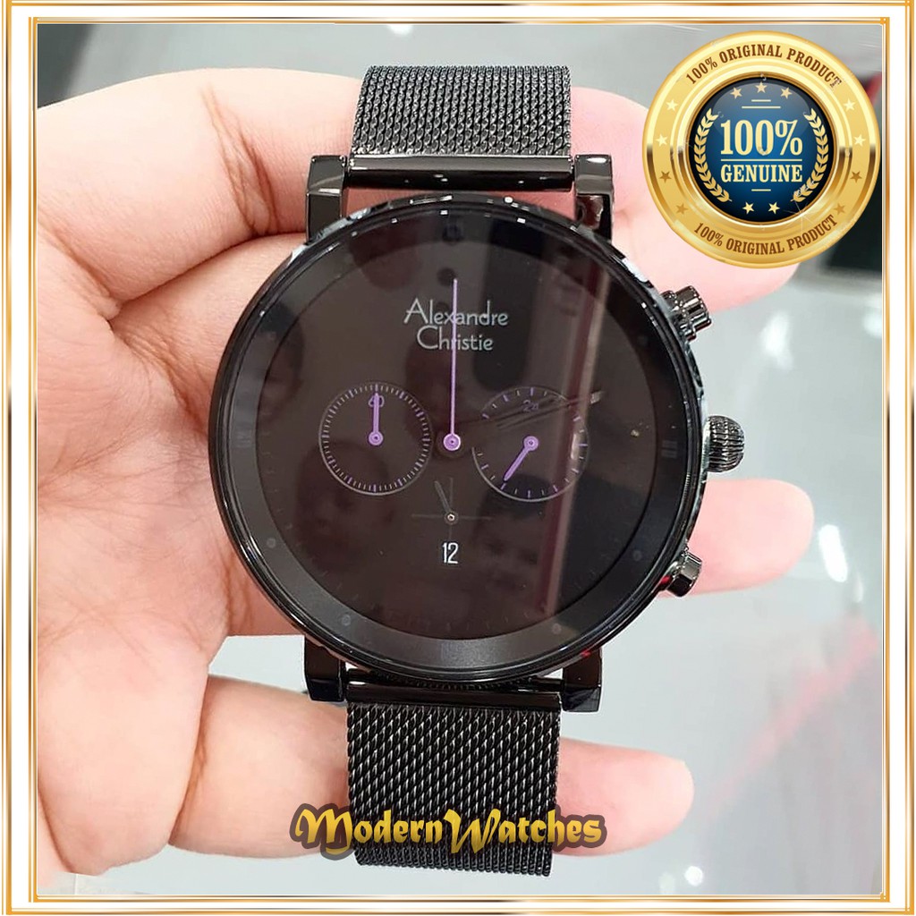 Jam Tangan Ori Alexandre Christie Pria AC 6547 Black Alexander Christi Cowok Terlaris Best Seller