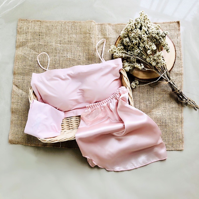 COD JILL SET (isi 3pcs: seamless bra,seamless celana dalam,celana pendek wanita celana tidur)