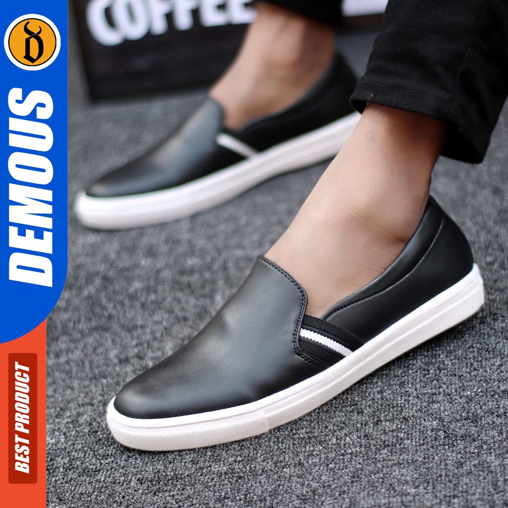 DEMOUS Nue - Sepatu Slip On Casual Slop Pria Kulit Pu