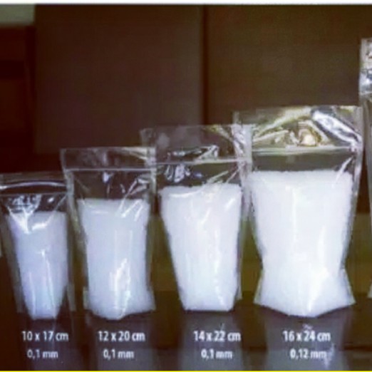 Plastik klip standing pouch 10 x 17.6 es pudot kemasan kekinian