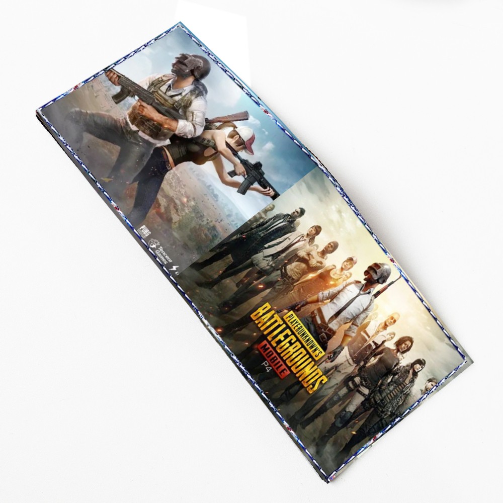 Free Shipping! Dompet Karakter Game PUBG Dompet Kulit Lipat Dua Dompet Pendek Pria Dompet +Box P4