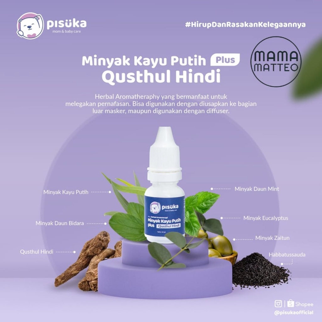 PISUKA MInyak Kayu Putih Plus Qusthul Hindi Melegakan Pernafasan 10ml