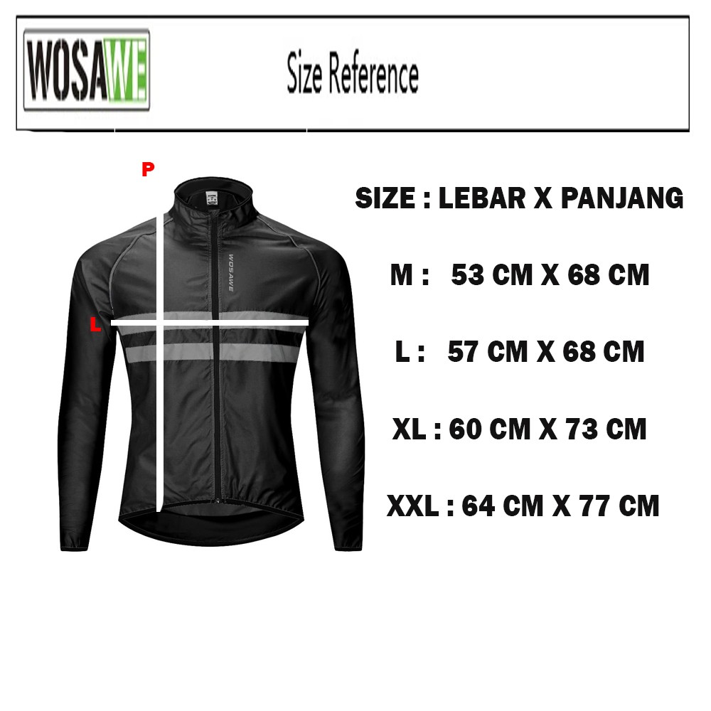 Jaket Lengan Panjang sepeda windproof reflektif WOSAWE