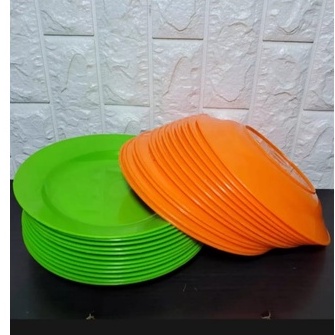 6 PCS PIRING MAKAN MELAMIN ASLI SINGA SINGI ORI BAHAN MELAMIN ASLI 9 INCH TERLARIS-ORANGE