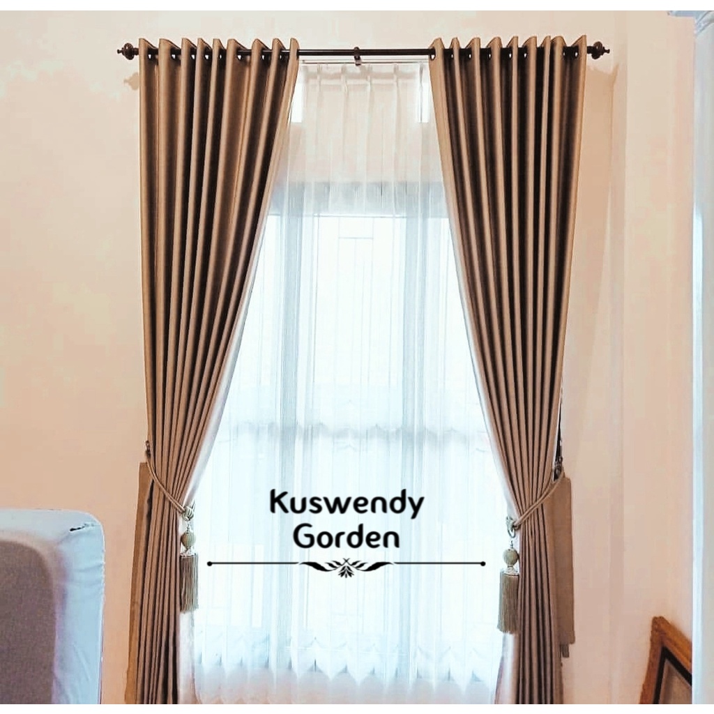 Gorden Blackout Glossy 150 x 250 cm Tinggi 2.5 meter Hordeng Jendela Pintu Tirai Minimalis