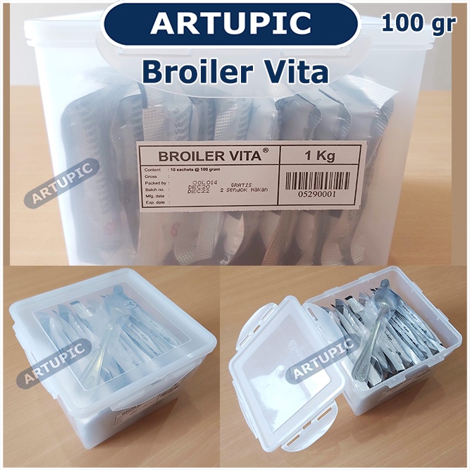 Broiler Vita 100 gram Anti Stress Mempercepat Pertumbuhan Ayam Broiler Nafsu Makan Medion Artupic