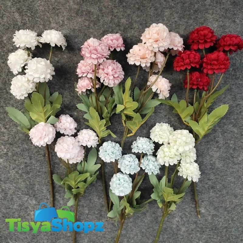 Bunga Pompom Artificial / Bunga Plastik Bunga Hiasan [TANPA POT]