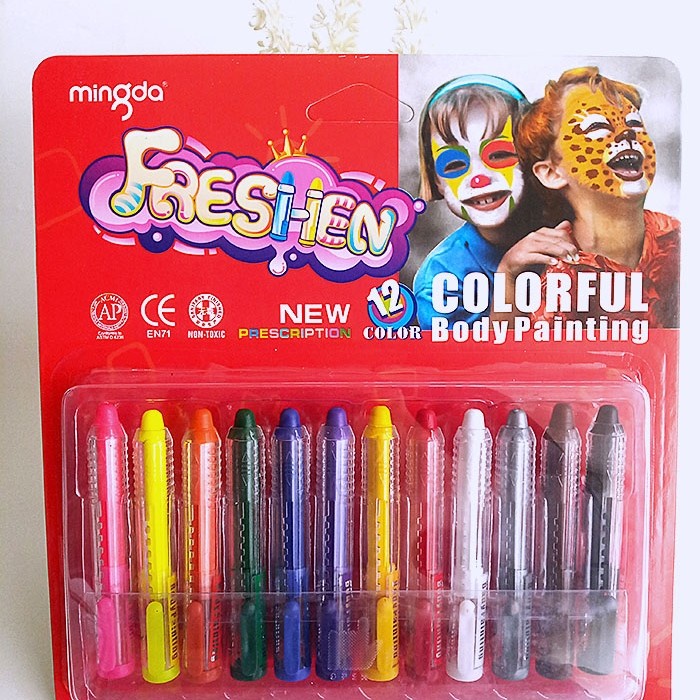 

(BISA COD) Mingda Freshen Face Painting 12 / Crayon Wajah - Aman Untuk Anak Anak - 12 pcs