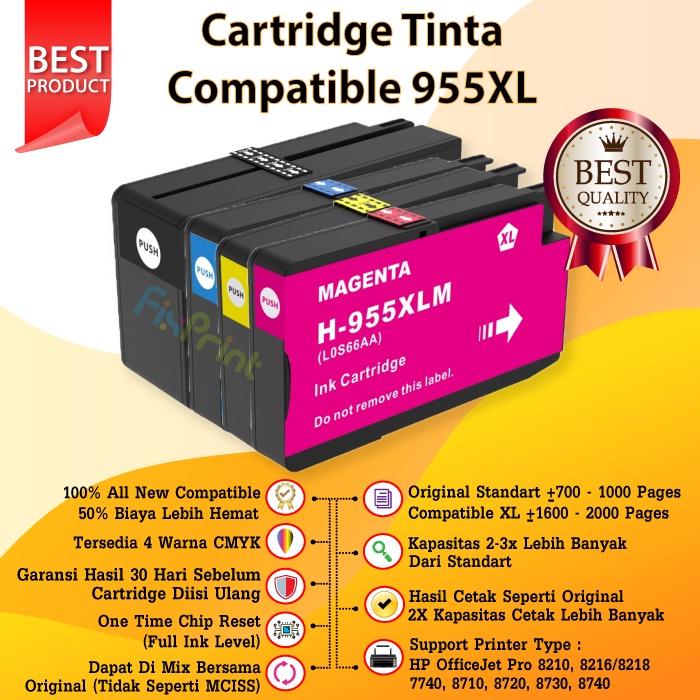 Compatible Cartridge Printer 955XL 955 XL Black Cyan Magenta Yellow