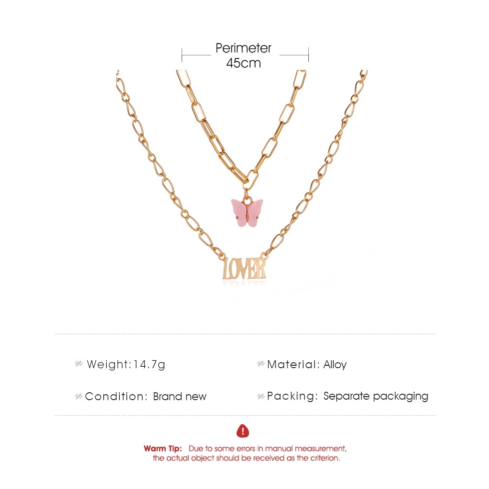 Kalung Kupu-kupu Akrilik Ganda Mode Inggris Alphabet Pendant Klavikula Rantai 2020 Aksesoris Pribadi Wanita Baru